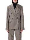 Loulou Studio Loulou Loulou De Saison Gina Wool-blend Double-breasted Flannel Jacket In Brown