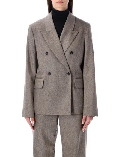 Loulou Studio Loulou Loulou De Saison Gina Wool-blend Double-breasted Flannel Jacket In Black