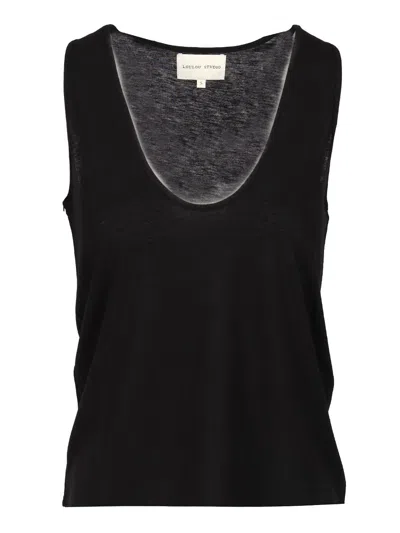 Loulou Studio Deep Neck Tank Top In Black