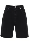 Loulou Studio Washed Denim Organic Cotton Shorts In Black