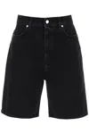 Loulou Studio Washed Denim Organic Cotton Shorts In Black