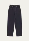 Loulou Studio Denim Straight Leg Pants In Raw Wash