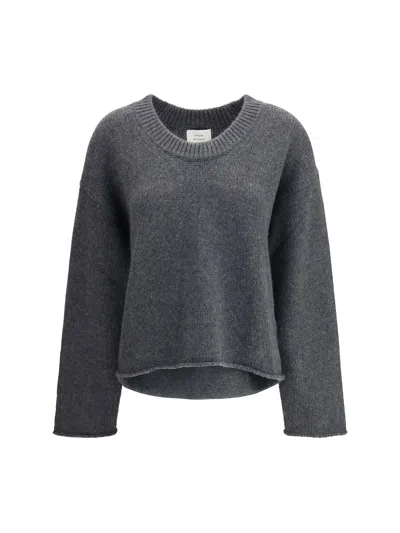 Loulou Studio Derry Plunging U Neck Sweater In Gray