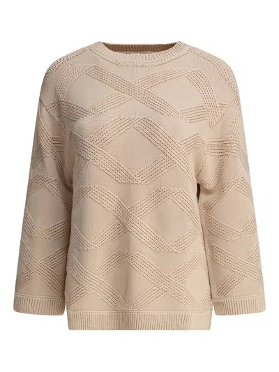 Loulou Studio Crew Neck Textured Knit Sweater In Beige