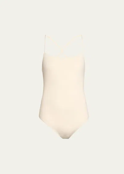 Loulou Studio White Dionysos Swimsuit In Frost Ivory