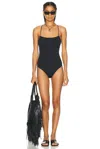 Loulou Studio Stretch Plain Weave One-piece Swimming Suit In Black