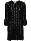 Loulou Studio Ditu Open-knit Minidress In 黑色