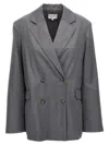Loulou Studio Donau Double Breast Wool Blazer In Gray