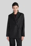 Loulou Studio Donau Lds Blazer In Black Wool In Black