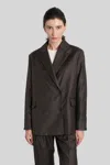 Loulou Studio Donau Lds Blazer In Brown Wool In Brown