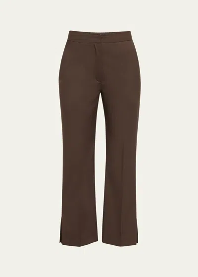 Loulou Studio Dorkas Tailored Wool Bootcut Pants In Choco