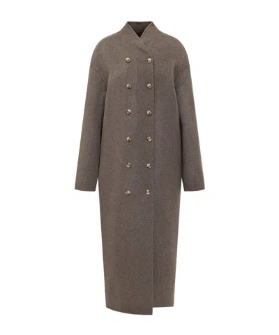 Loulou Studio Double-breasted Coat In Wool In Brown
