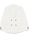 Loulou Studio Double Breasted Jacket In Ivory/black Stripes