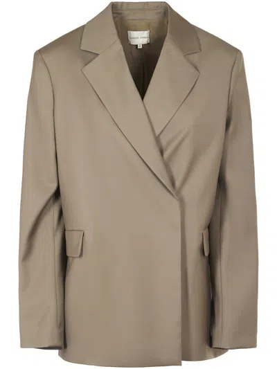 Loulou Studio Double-breasted Tailored Jacket With Wide Lapels In Neutral