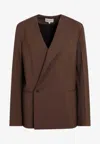 Loulou Studio Donau Double Breast Wool Blazer In Brown