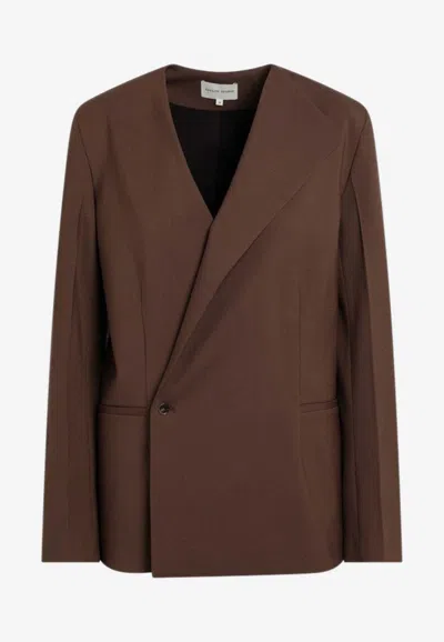 Loulou Studio Donau Double Breast Wool Blazer In Brown