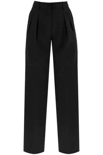 Loulou Studio Double Pleat Trousers In Black