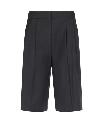 Loulou Studio Double Pleated Bermuda Shorts In Black