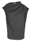 Loulou Studio Asymmetrical Wool Top In Black