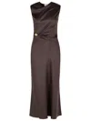 Loulou Studio Draped Brown Silk 'roan' Dress In Brown