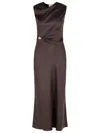 Loulou Studio Draped Brown Silk 'roan' Dress In Brown