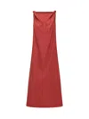 Loulou Studio Moun Sleeveless Draped Silk Midi Dress In Red