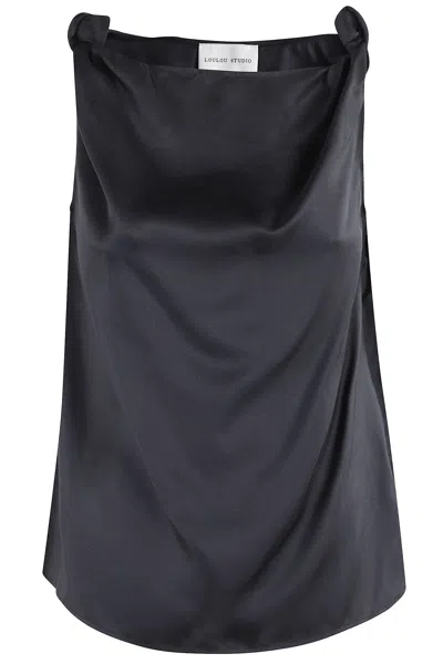 Loulou Studio Draped Sleeveless Top In Black