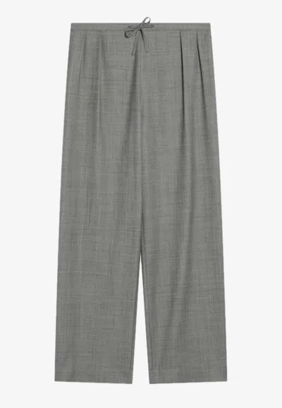 Loulou Studio Drawstring Tailored Pants In Gray
