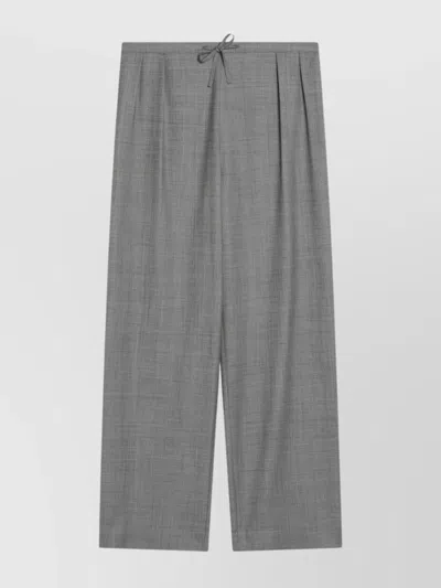 Loulou Studio Drawstring Waist Wide Leg Trousers In Gray