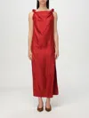 Loulou Studio Moun Sleeveless Draped Silk Midi Dress In Red