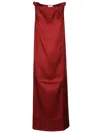 Loulou Studio Moun Sleeveless Draped Silk Midi Dress In Red