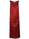 Loulou Studio Moun Sleeveless Draped Silk Midi Dress In Red