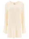 Loulou Studio Textured Fabric Long Sleeves Round Neckline Dress In White
