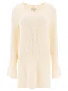 Loulou Studio Textured Fabric Long Sleeves Round Neckline Dress In White