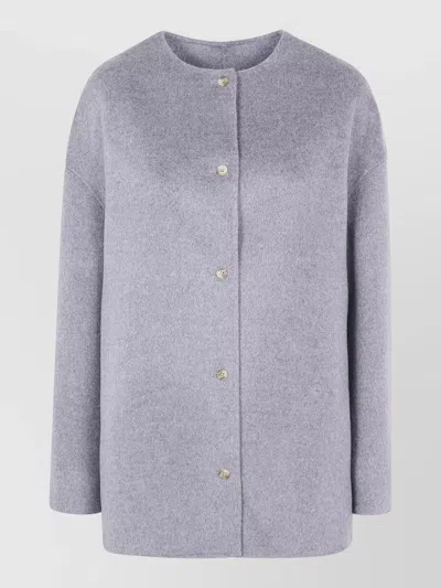 Loulou Studio Dunne Single Breasted Round Neck Jacket In Blue