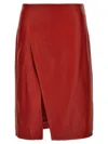 Loulou Studio Red Ekare Leather Midi Skirt In Red