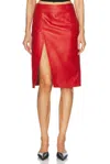 Loulou Studio Red Ekare Leather Midi Skirt
