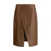 Loulou Studio Front Slit Wrap Midi Skirt In Brown