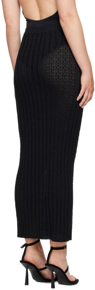 Loulou Studio Elastic Ribbed Knitted Mesh Half-length Skirt In Black
