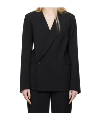 Loulou Studio Elastic Twill Blazer In Black