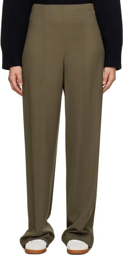 Loulou Studio Elastic Twill Trousers In Brown