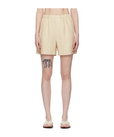 Loulou Studio Elastic Waist Shorts In White