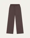 Loulou Studio Elastic Waist Straight-leg Silk Pants In Deep Taupe