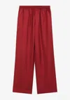 Loulou Studio Silk Trousers Wide Elastic Waistband In Red