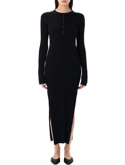 Loulou Studio Eldara Silk Blend Rib Long Dress In Black