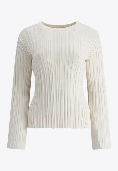 Loulou Studio Elsa Silk Crewneck T-shirt In White
