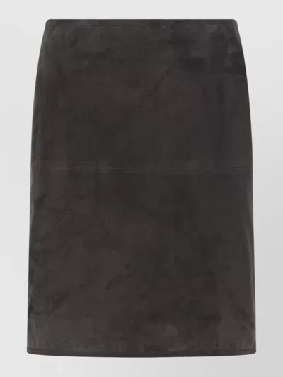 Loulou Studio Engel Suede Knee Length Skirt Plain In Brown