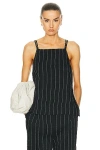 Loulou Studio Eos Pinstriped Top In Black