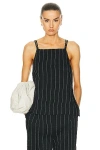 Loulou Studio Eos Pinstriped Top In Black Ivory