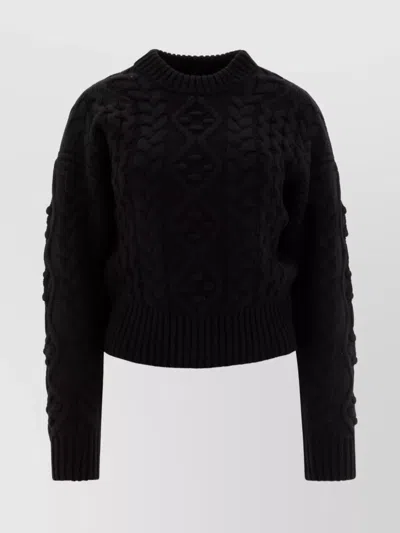 Loulou Studio "eustace" Crew Neck Cable Knit Sweater In Black